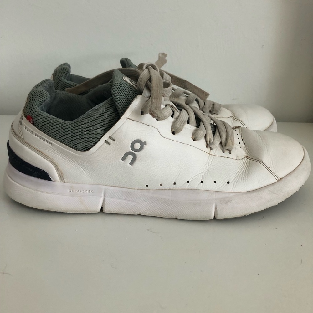 On The Roger White and Gray Sneakers - Picture 2 of 8